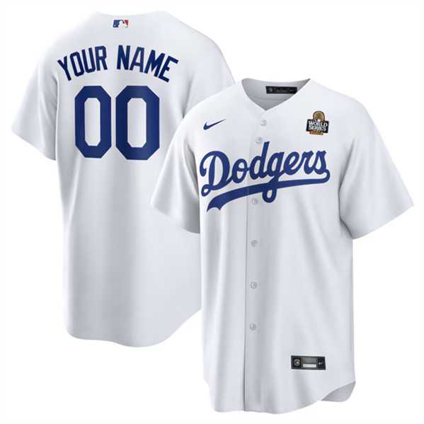 Men%27s Los Angeles Dodgers Active Player Custom White 2024 World Series Cool Base Stitched Baseball Jersey